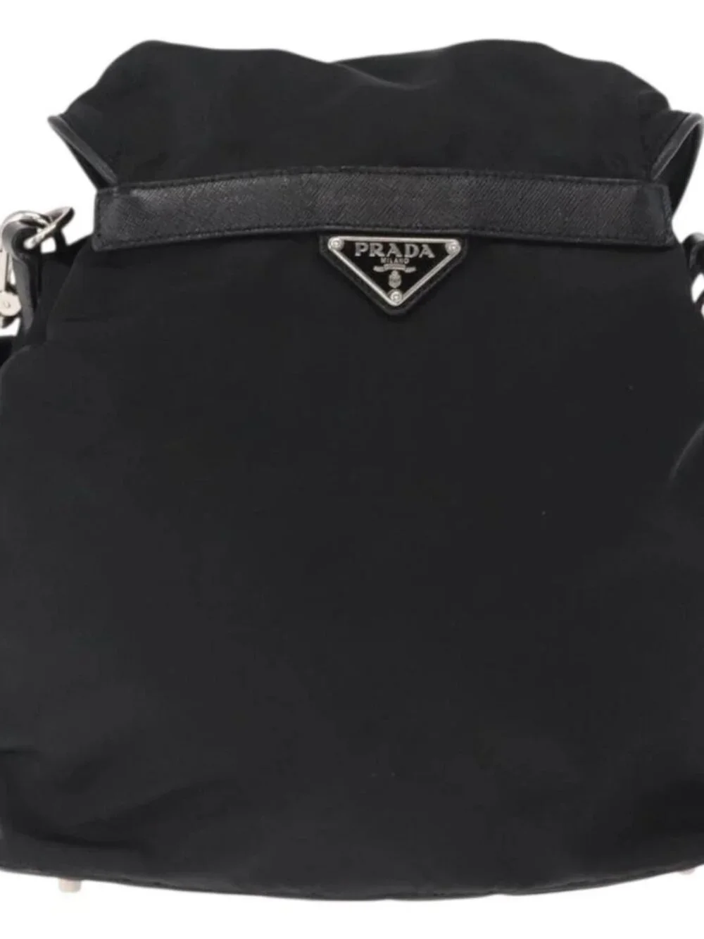 PRADA Shoulder Bag Nylon Black Silver